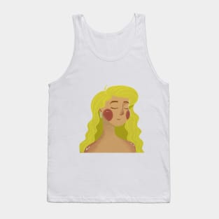 Blonde Long Hair Elegant Lady Tank Top